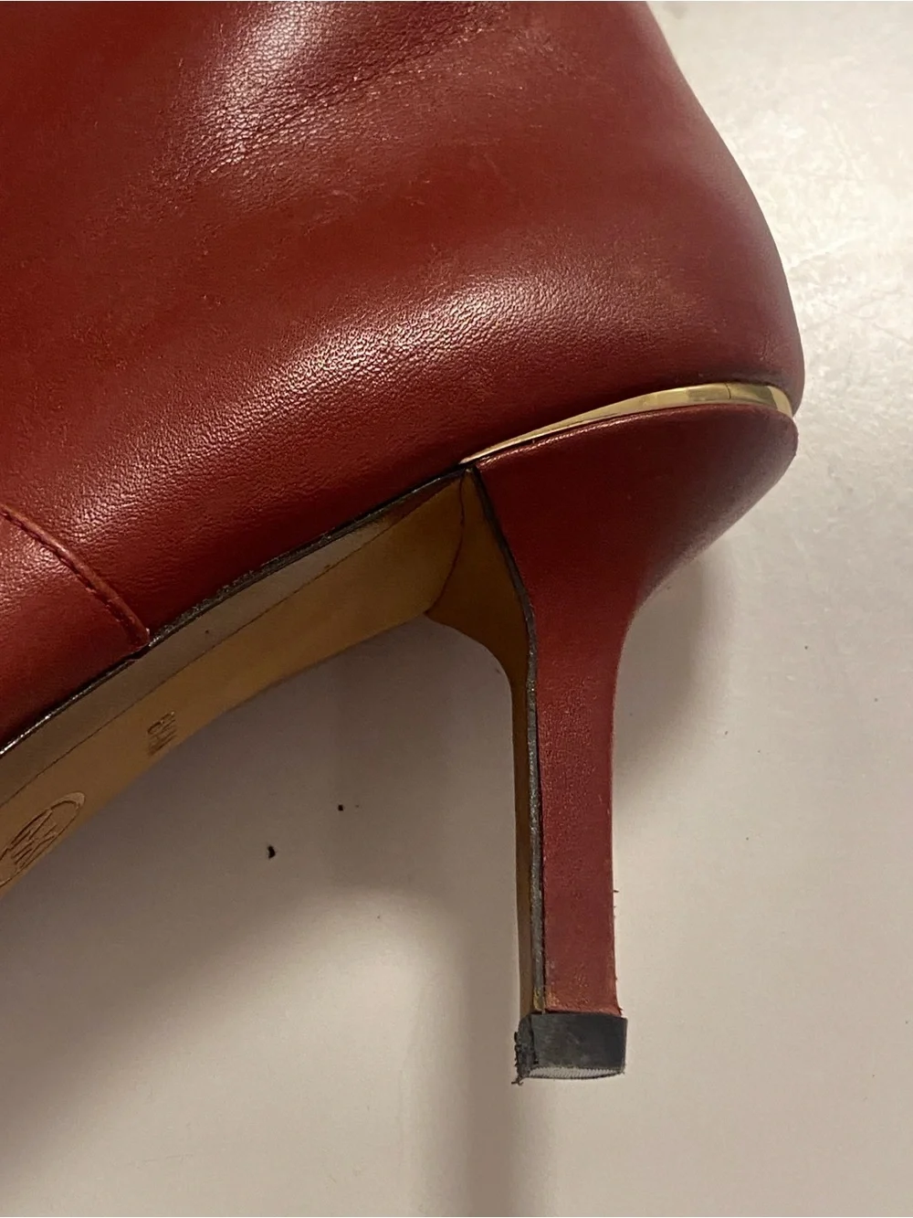 Michael Kors MK Pointed Toe Mid-Calf Leather Boots in Burgundy 6.5